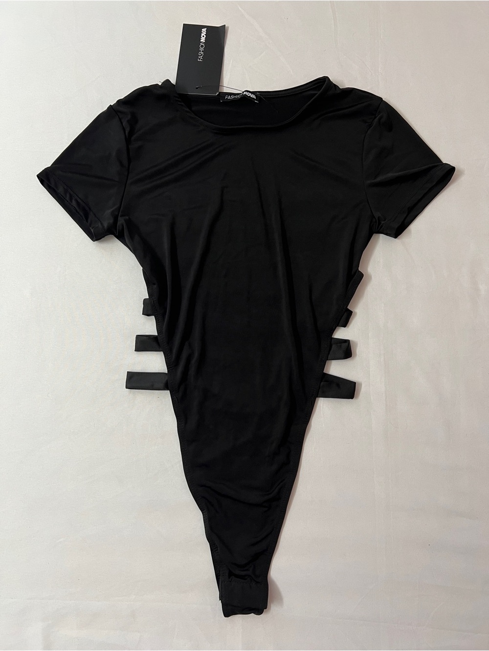FN Fashion Nova Black Cutout Bodysuit Top Shirt